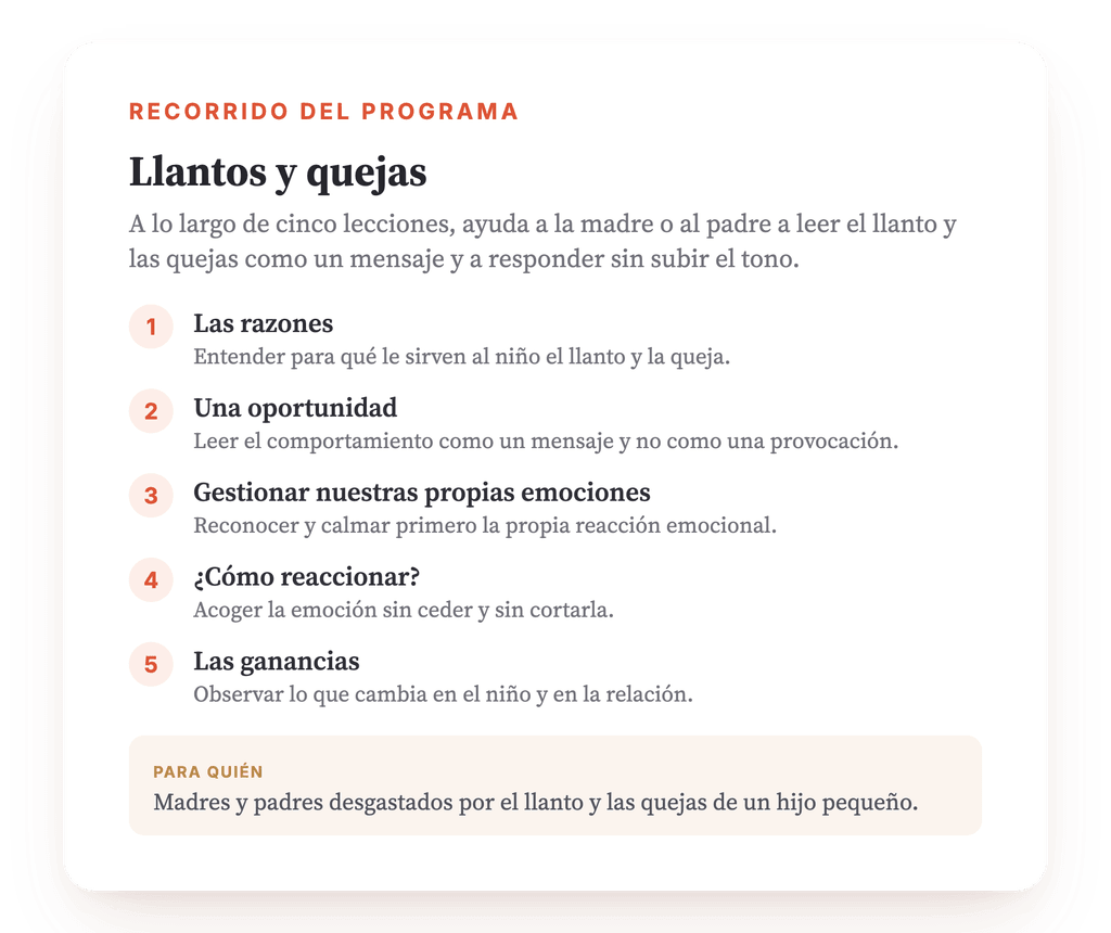 Resumen del programa · El mapa del programa, lección a lección.