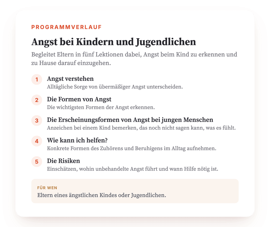 Programmübersicht · Der Aufbau des Programms, Lektion für Lektion.