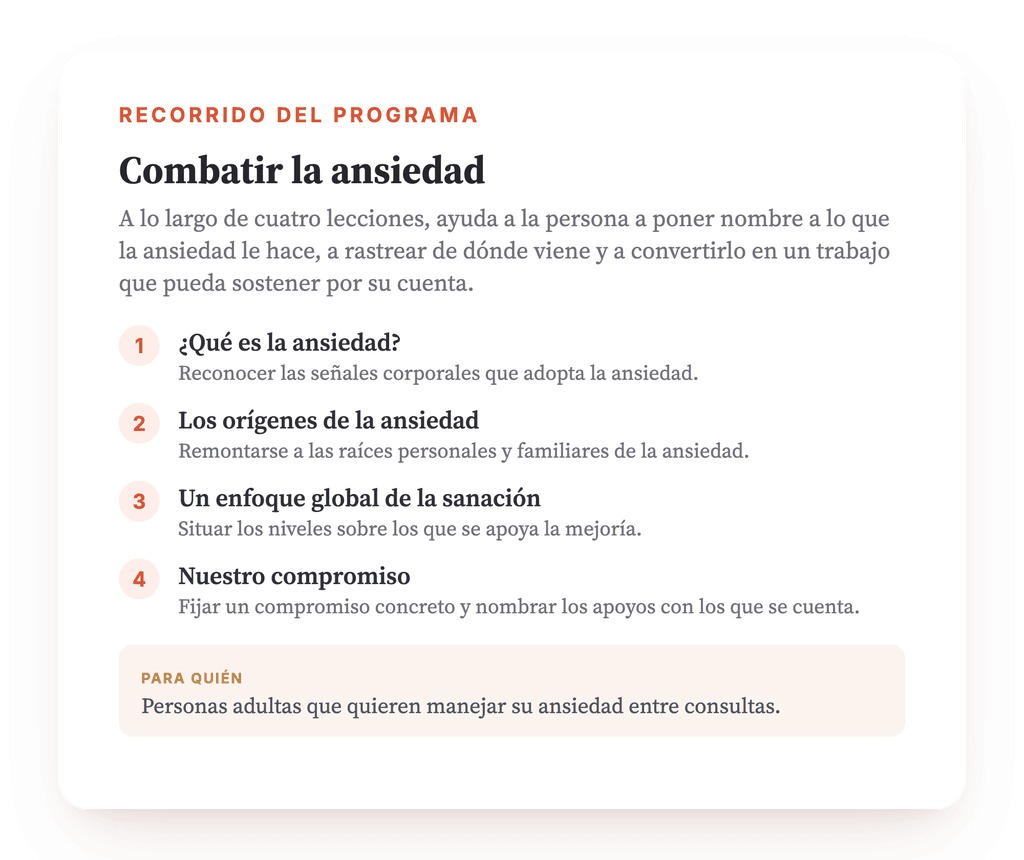 Resumen del programa · El mapa del programa, lección a lección.