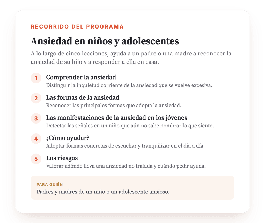 Resumen del programa · El mapa del programa, lección por lección.