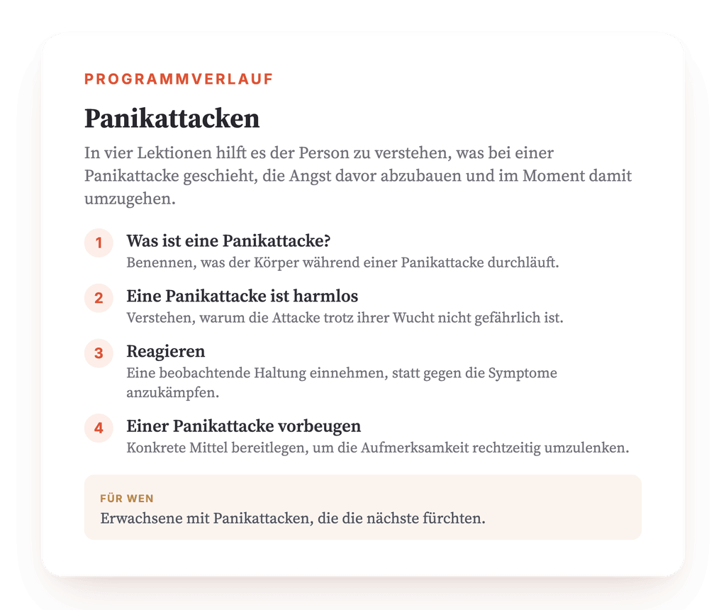 Programmübersicht · Die Landkarte des Programms, Lektion für Lektion.