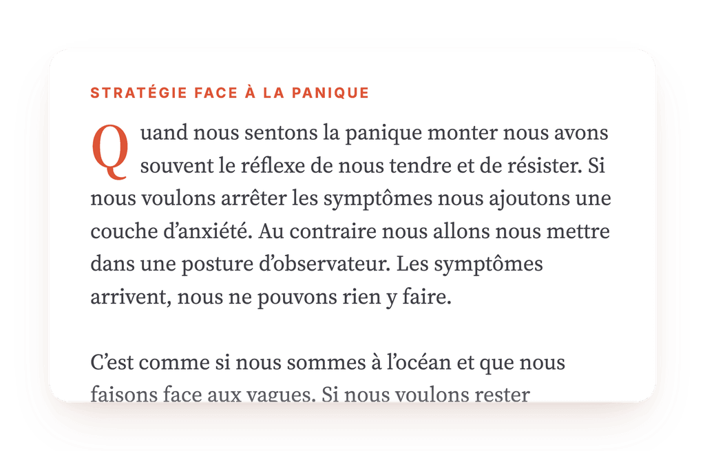 Aperçu, un extrait d'une étape du programme