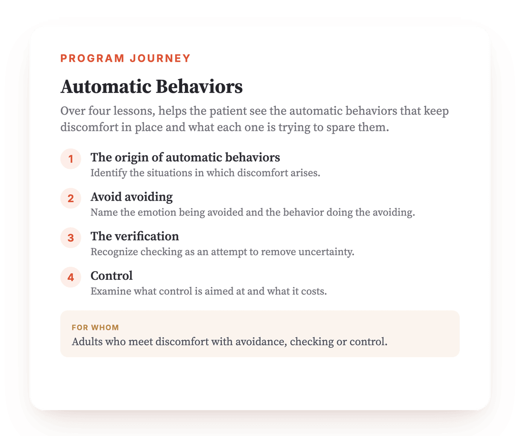 Program overview · The map of the program, lesson by lesson.