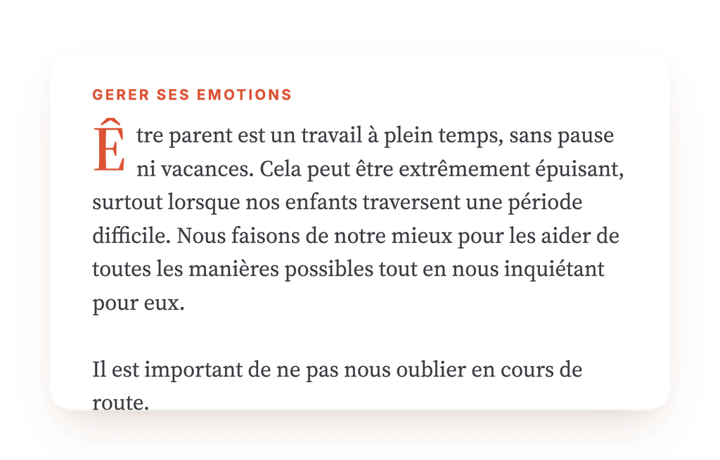 Aperçu, un extrait d'une étape du programme