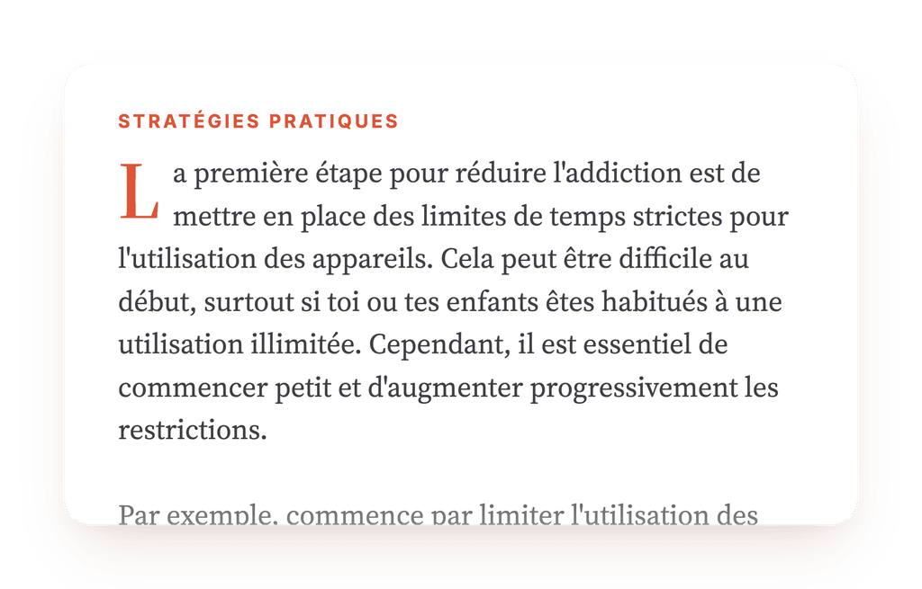 Aperçu, un extrait d'une étape du programme