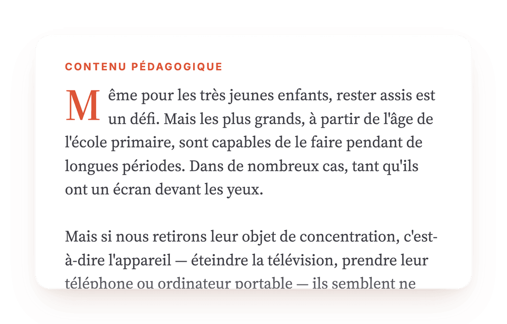Aperçu, un extrait d'une étape du programme