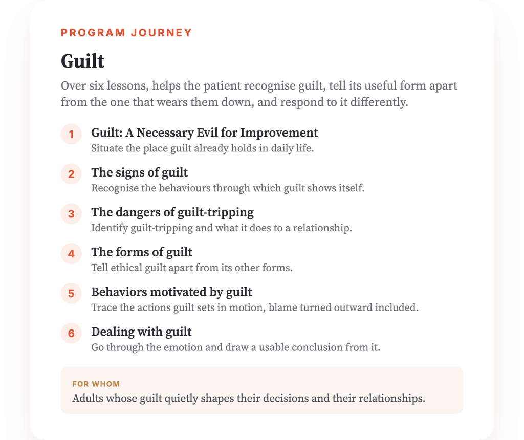 Program overview · The map of the program, lesson by lesson.