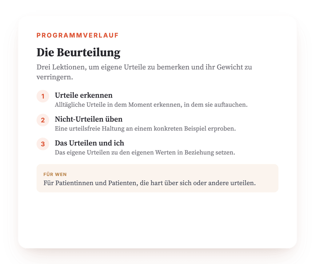 Programmübersicht · Der Überblick über das Programm, Lektion für Lektion.