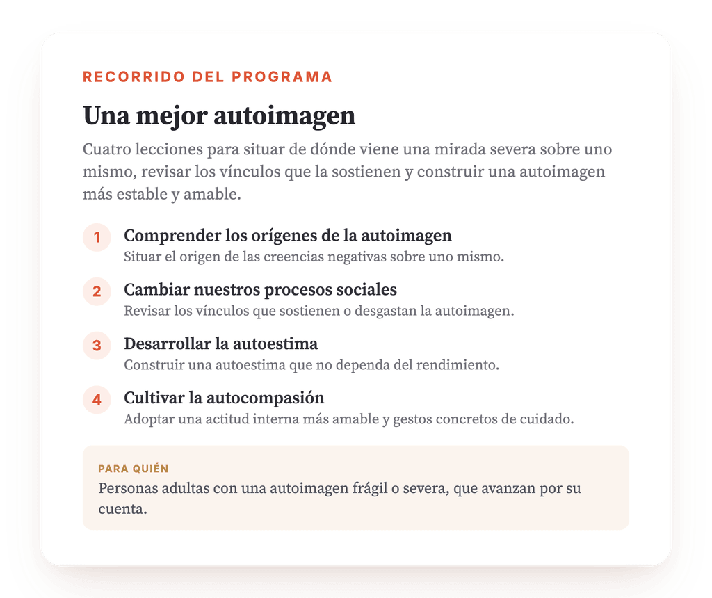 Resumen del programa · El mapa del programa, lección a lección.
