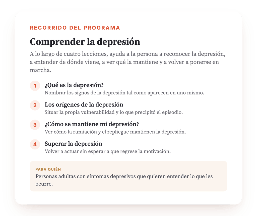 Resumen del programa · El mapa del programa, lección a lección.