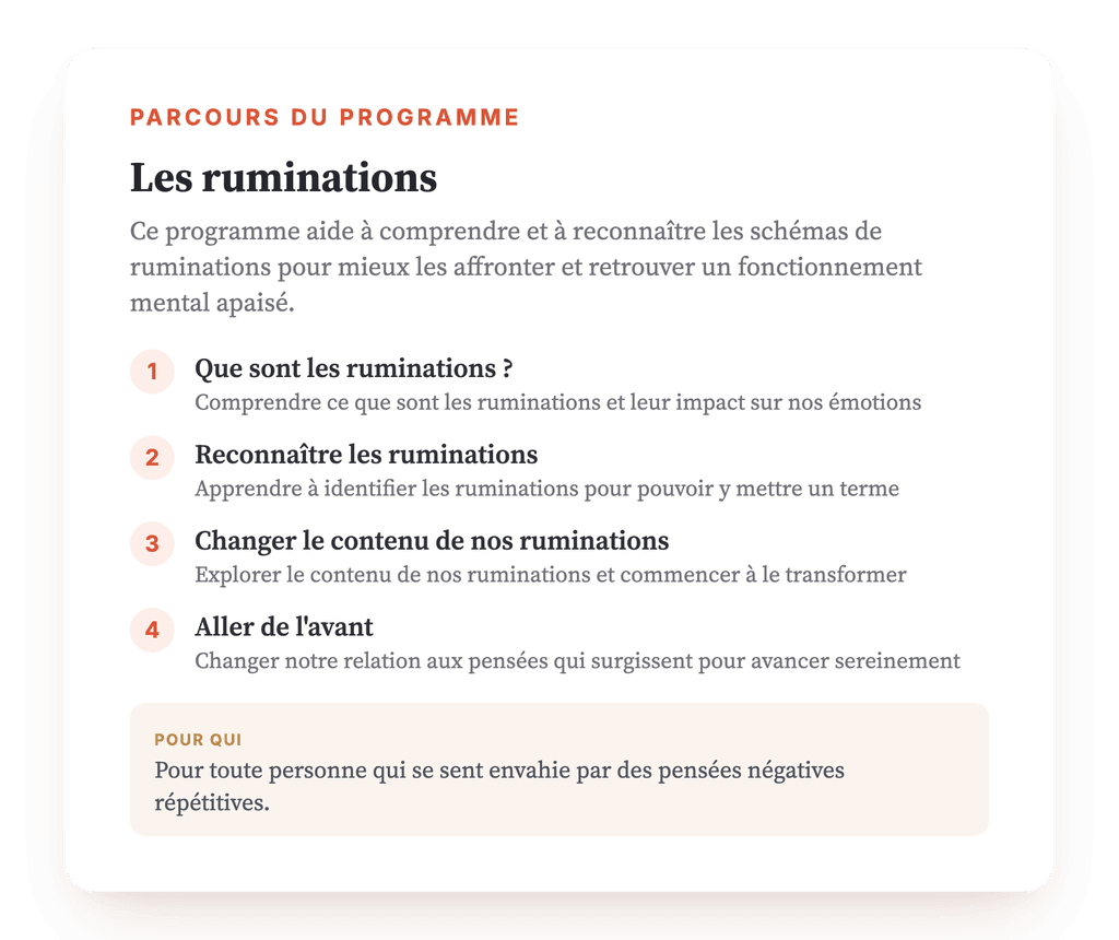 Vue d'ensemble du programme · Carte du programme : aperçu général