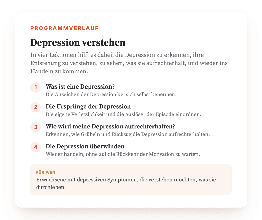 Programmübersicht · Die Übersicht des Programms, Lektion für Lektion.