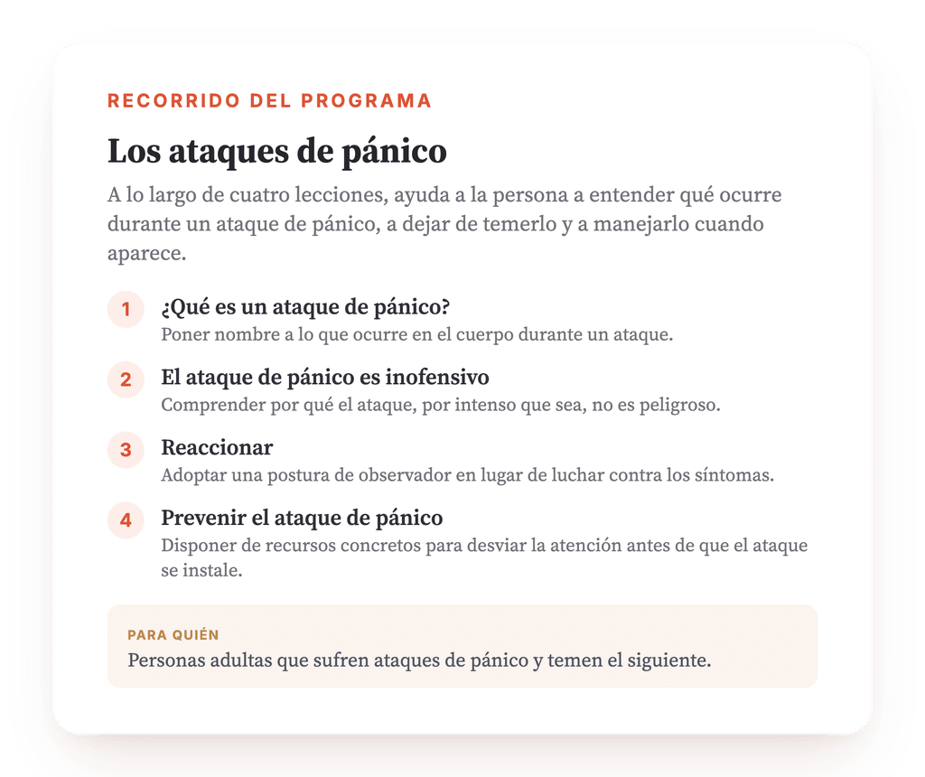 Resumen del programa · El mapa del programa, lección a lección.