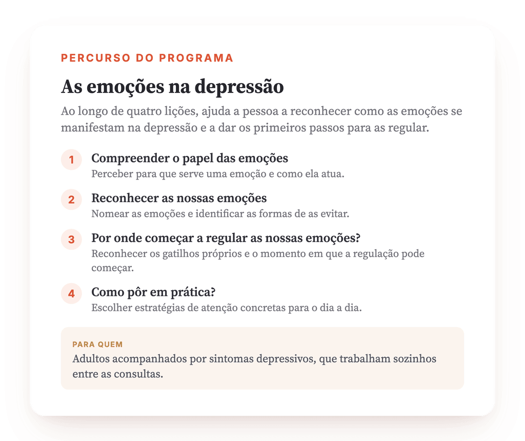 Visão geral do programa · O mapa do programa: as suas quatro lições, por ordem.