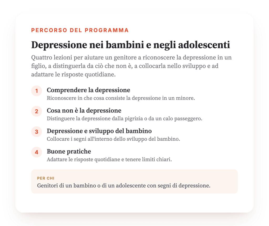 Panoramica del programma · La mappa del programma, lezione dopo lezione.