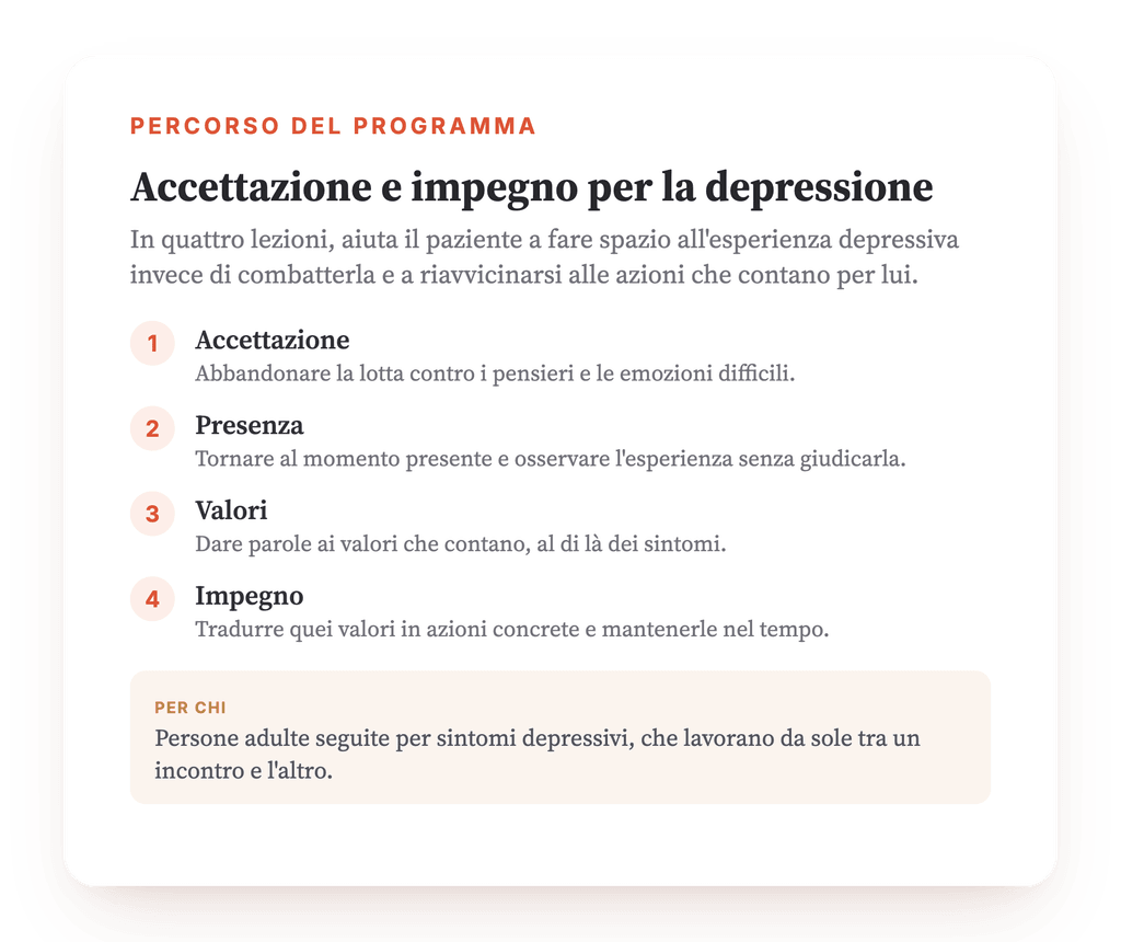 Panoramica del programma · La mappa del programma, lezione per lezione.