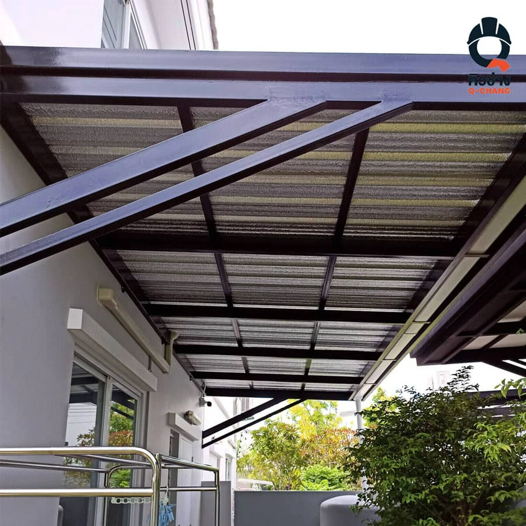 หลังคาโรงรถ-กันสาด แผ่นเมทัลชีท พร้อมติดตั้ง หลังคาโรงรถ-กันสาด แผ่นเมทัลชีท พร้อมติดตั้ง