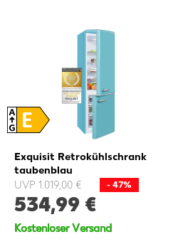 Exquisit Retrokühlschrank taubenblau