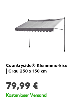 Countryside® Klemmmarkise | Grau 250 x 150 cm