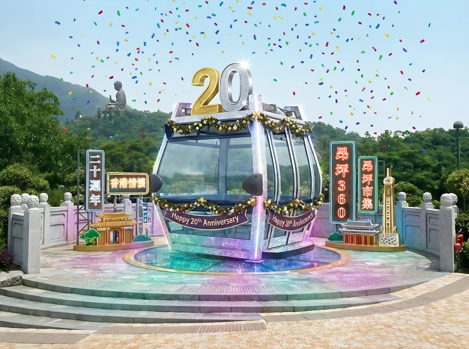 香港 ランタオ島 ゴンピン360（昂坪360）ケーブルカー Eチケット20周年