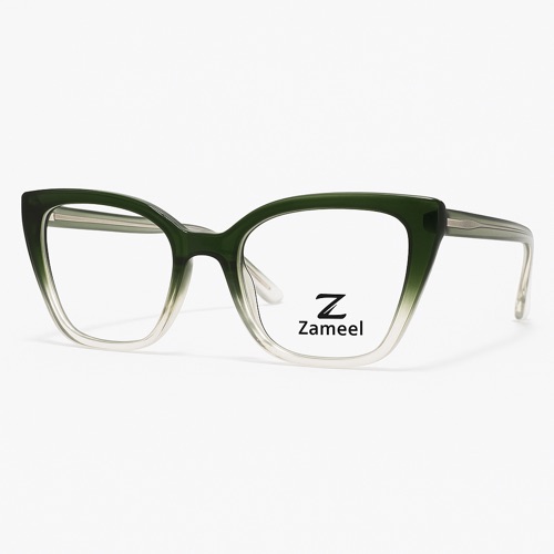 Zameel Two-Tone Cat-Eye Eyeglass Frame – Green &amp; Clear