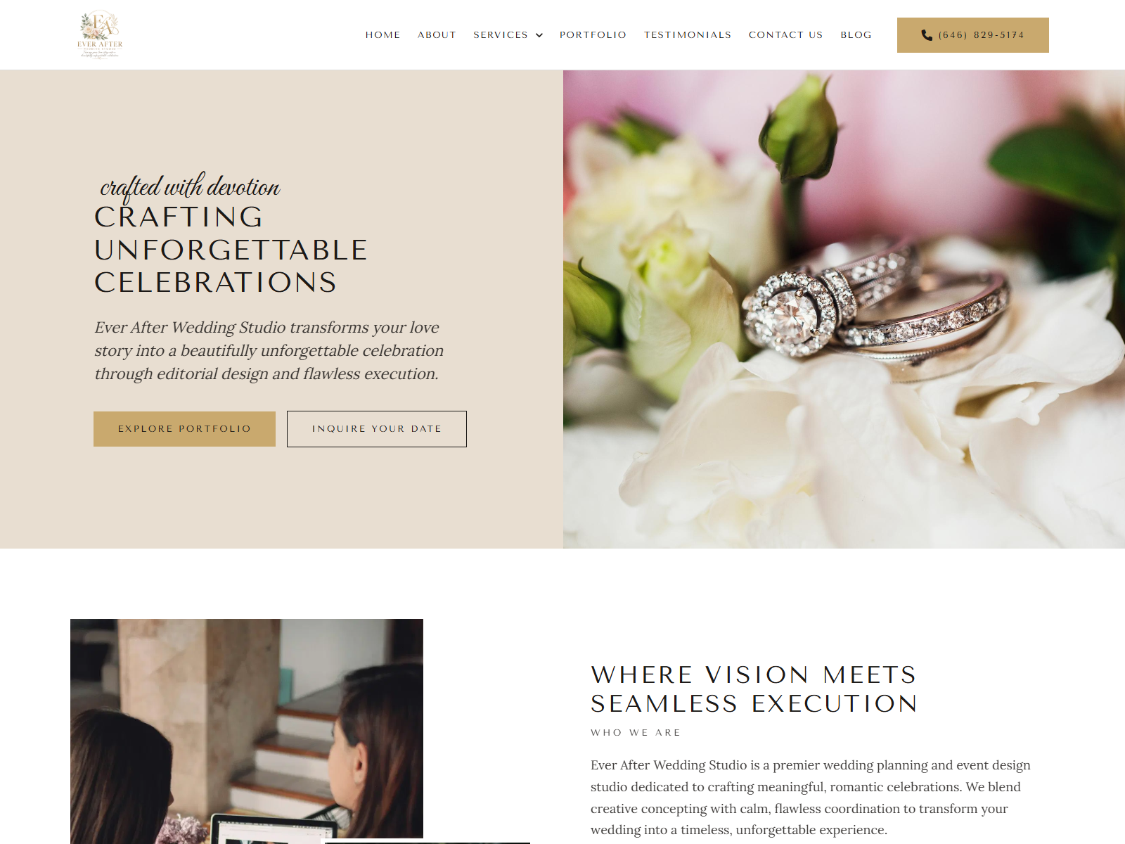 Ever After Wedding Studio website screenshot