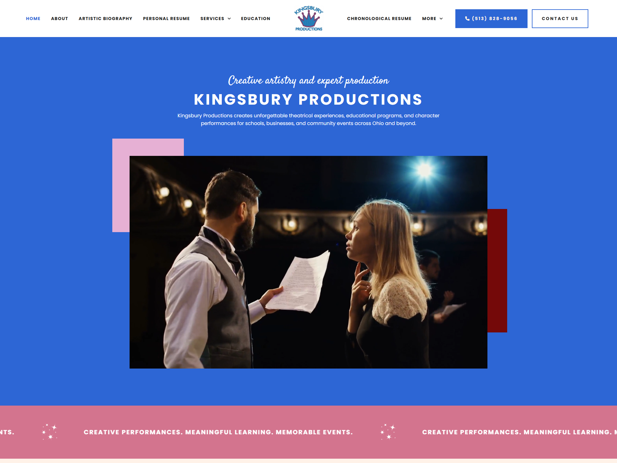 Kingsbury Productions website screenshot