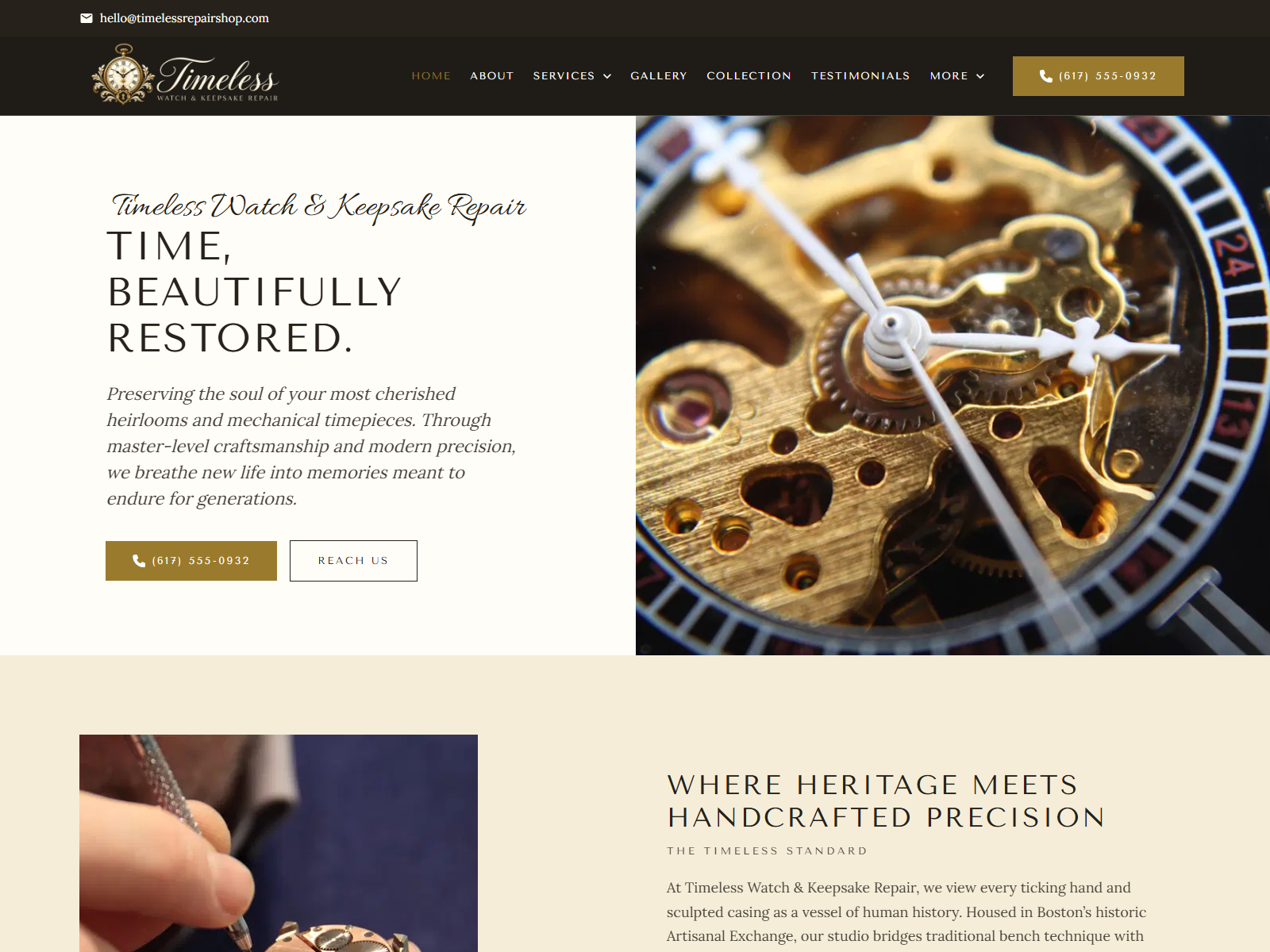 Timeless Watch & Keepsake Repair website screenshot
