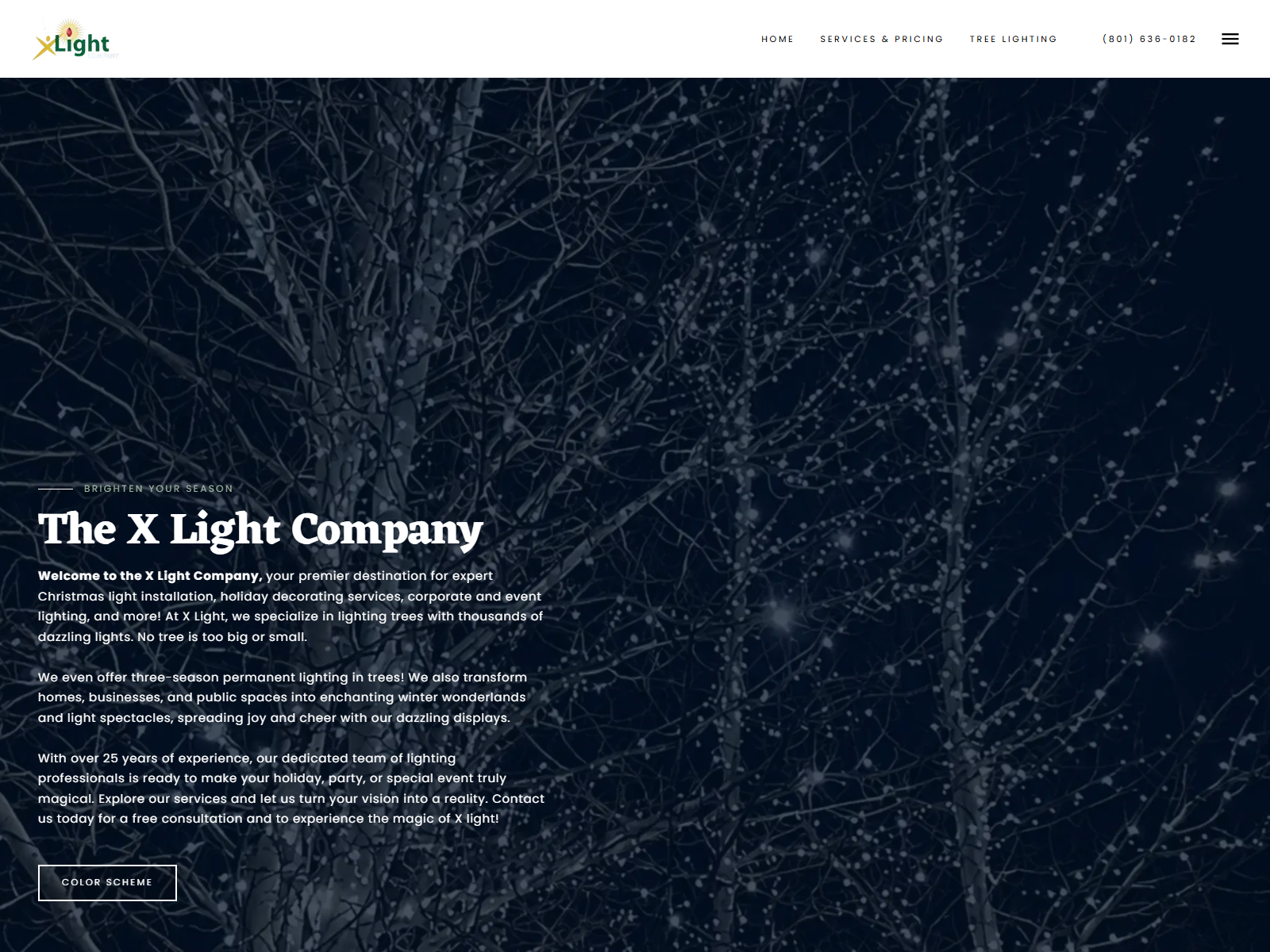 X Light Company website screenshot