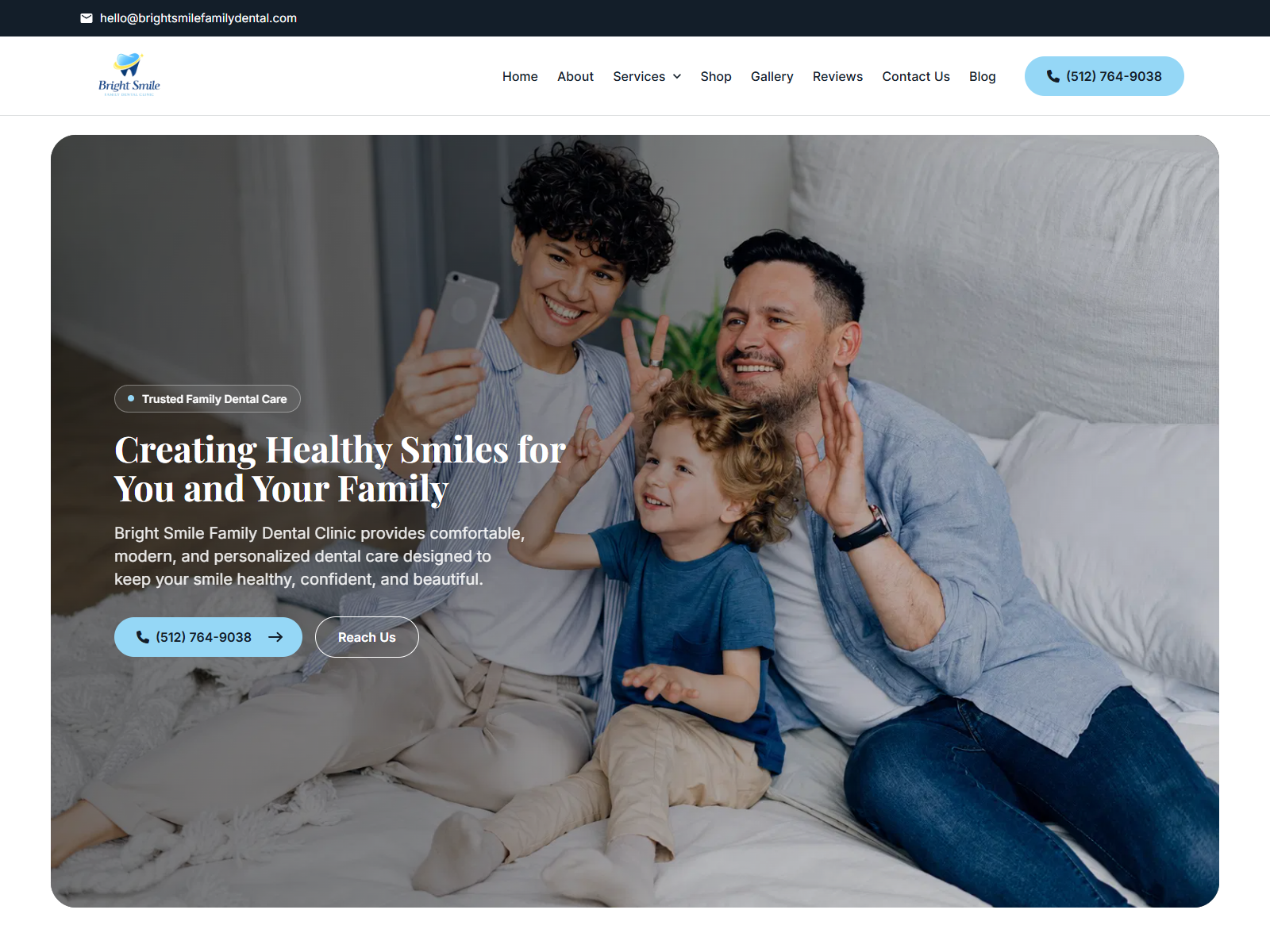 Bright Smile Family Dental Clinic website screenshot