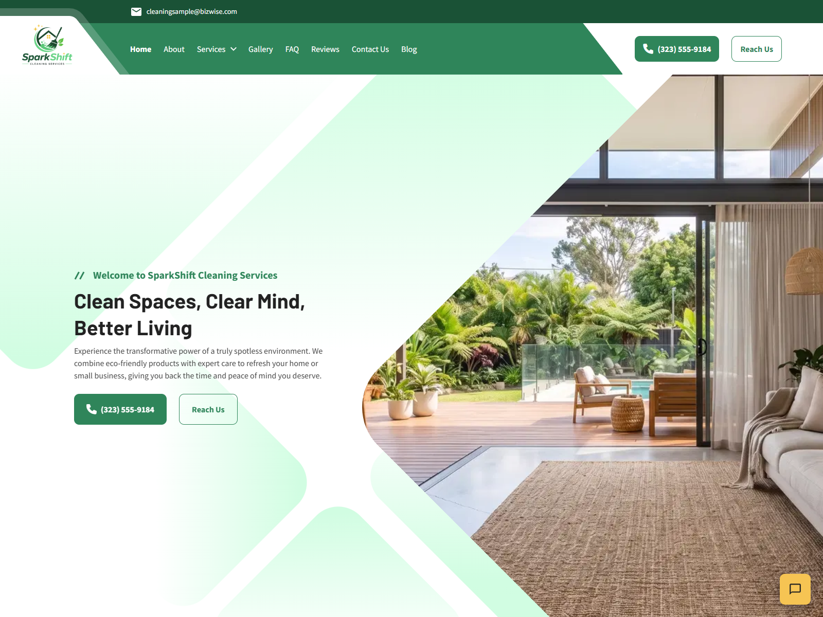 Spark Shift Cleaning Services website screenshot