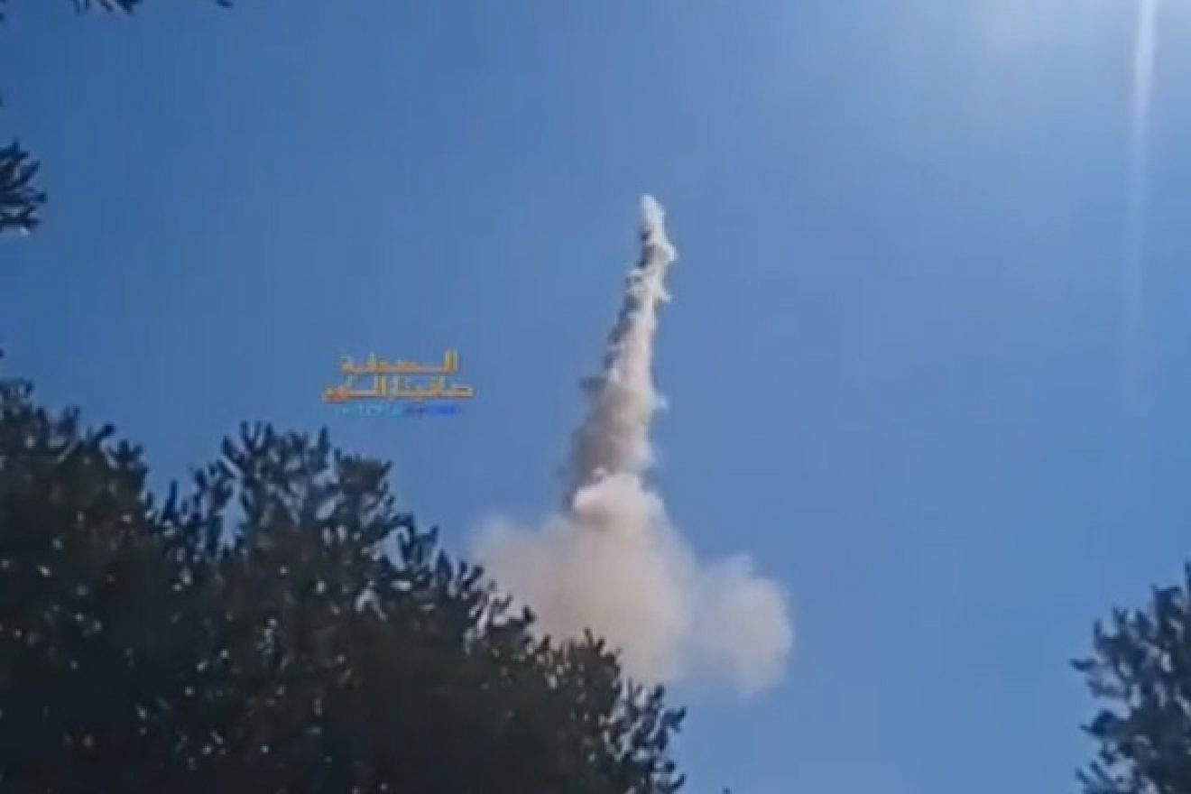 <p>A rocket purportedly fired from Jenin, in northern Samaria, on June 26, 2023. Source: Twitter.</p>