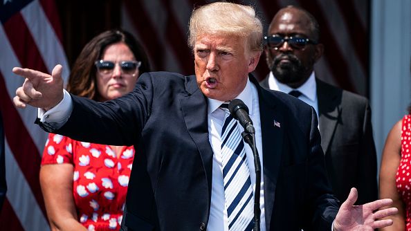 BEDMINSTER, NJ - JULY 7: Former President Donald J. Trump speaks during a press conference at the Trump National Golf Club in Bedminster, NJ, July 07, 2021. He talked about suing Facebook, Google and Twitter and their CEOs. JABIN BOTSFORD/THE WASHINGTON POST VIA GETTY IMAGES