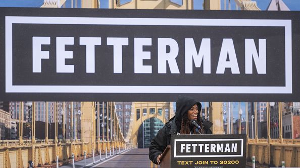 Summer Lee, Democratic Representative candidate for Pennsylvania, speaks during a campaign rally with John Fetterman, in Pittsburgh, Pennsylvania, US, on Oct. 1, 2022. Fetterman and Republican Senate candidate Mehmet Oz are running for a Senate seat. NATE SMALLWOOD/BLOOMBERG VIA GETTY IMAGES