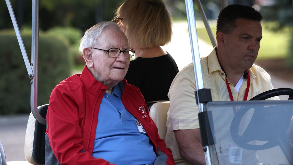Chairman and CEO of Berkshire Hathaway Warren Buffett rides in a golf cart at the Allen & Company Sun Valley Conference on July 07, 2021, in Sun Valley, Idaho. Berkshire Hathaway Inc CEO Warren Buffett once explained one of the metrics he watches for a reversal in the housing market is a reduction of housing starts. KEVIN DIETSCH/BENZINGA