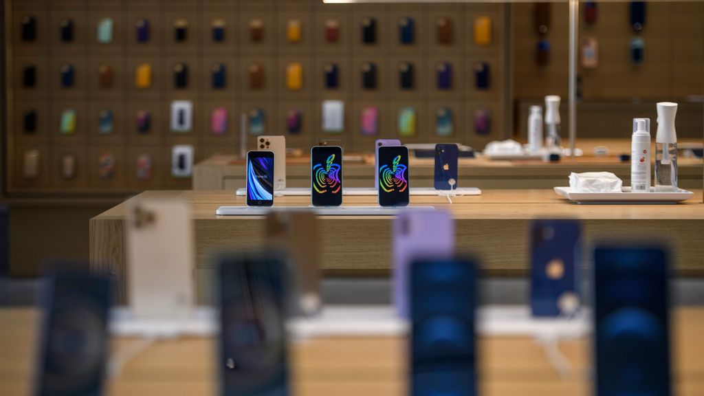 iPhones sit on display at the official opening of the new Apple Store Via Del Corso, in the center of Rome, on May 27, 2021, in Rome, Italy. The evolution of the iPhone for over a 16-year span. ANTONIO MASIELLO/BENZINGA