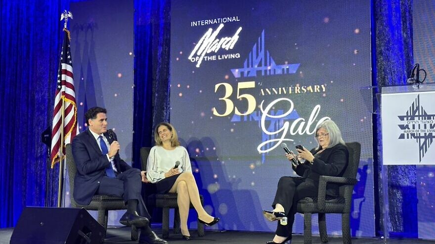 <p>Israeli Strategic Affairs Minister Ron Dermer addresses attendees at the annual International March of the Living gala in Miami on Tuesday. Dermer, a former Israeli ambassador to the U.S. and native of Miami Beach, was honored, along with his wife, on Tuesday night by the International March of the Living. COURTESY/JNS</p>