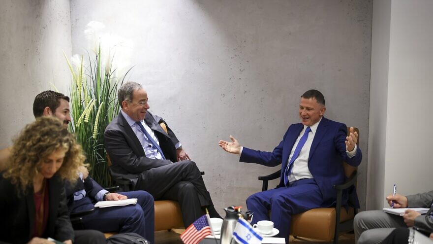 <p>Knesset Foreign Affairs and Defense Committee Chair Yuli Edelstein and U.S. Ambassador to Israel Tom Nides meet in Jerusalem on Wednesday. The chair of the Knesset’s Foreign Affairs and Defense Committee told U.S. Ambassador to Israel Tom Nides that settlement expansion would continue, despite Washington’s objections. KNESSET/JNS</p>