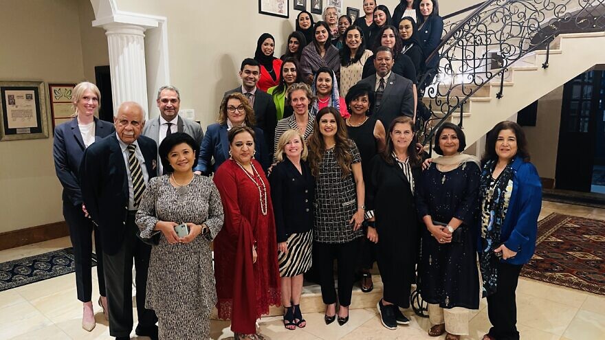 <p>The AMMWEC/Sharaka delegation, 13 American Muslims, met with civil leaders in Israel, as well as businesswomen and female lay leadership in Bahrain. (AMMWEC)</p>