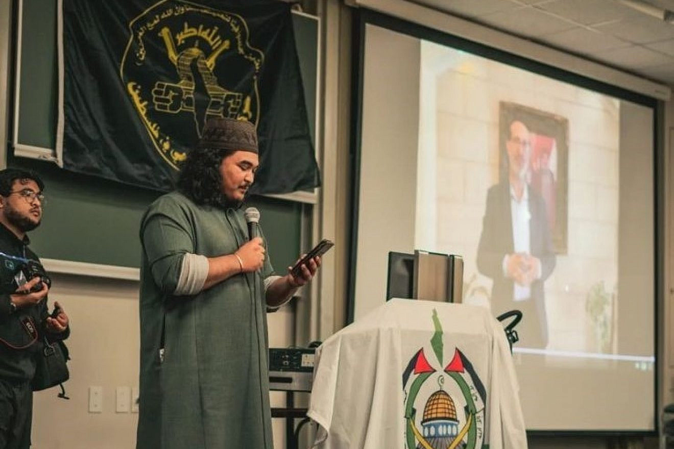 <p>Hezbollah spokesman Ibrahim al-Mousawi addresses University of Cape Town students via Zoom, on Sept. 15, 2023. SA JEWISH REPORT.</p>