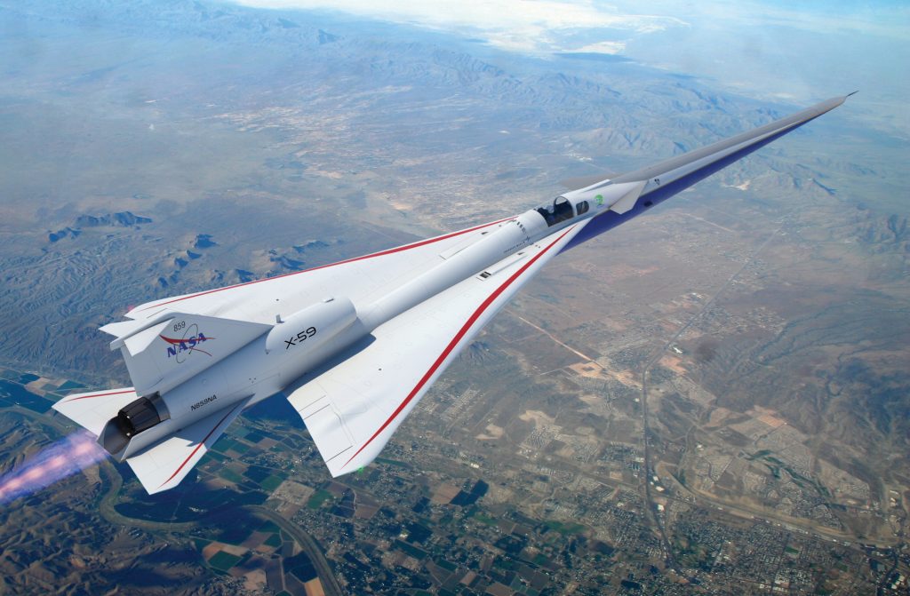 Archive concept illustration of the X-59 aircraft - the centerpiece of NASA’s ongoing Quesst mission. NASA has announced plans to develop a supersonic passenger plane almost twice as fast as Concorde. PHOTO BY NASA/SWNS 