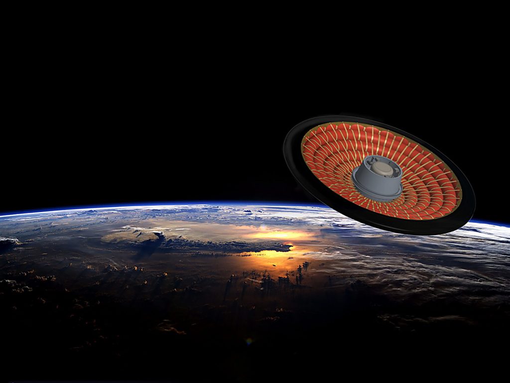 Graphic illustration of the Inflatable Decelerator (LOFTID). (NASA via SWNS)