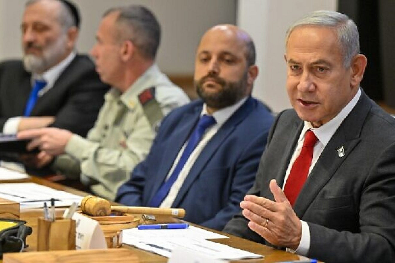 <p>Israeli Prime Minister Benjamin Netanyahu convenes the first meeting of his new government's Security Cabinet in Tel Aviv, Jan. 5, 2023. The Security cabinet convened at the Prime Minister's Office in Jerusalem amid a wave of deadly attacks. KOBI GIDEON/GPO.</p>