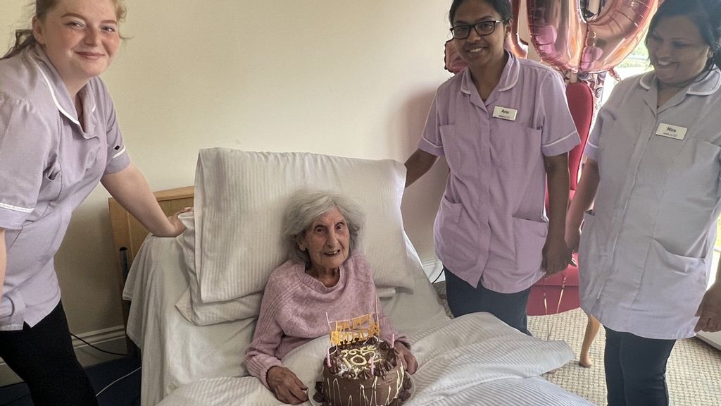 A 102-year-old woman revealed the secret to a long and happy life is good sex. Former UK Royal Air Force chief Joyce celebrates her 102nd birthday thanks to, good sex and sherry. PHOTO BY CARE UK/SWNS 