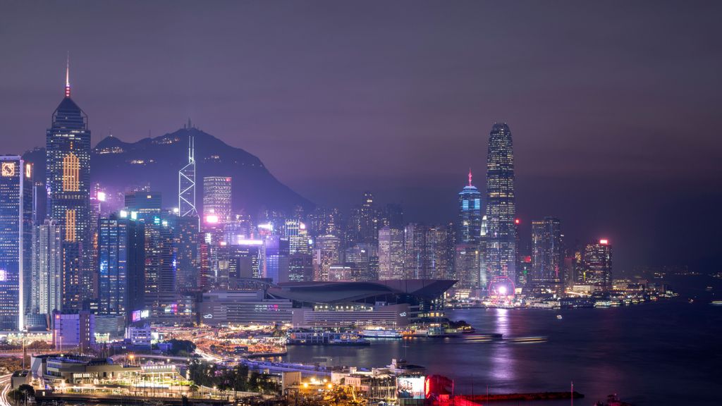 Victoria Harbor and Central Financial District, Hong Kong, China. (Photo by: Bob Henry/UCG/Universal Images Group via Getty Images)