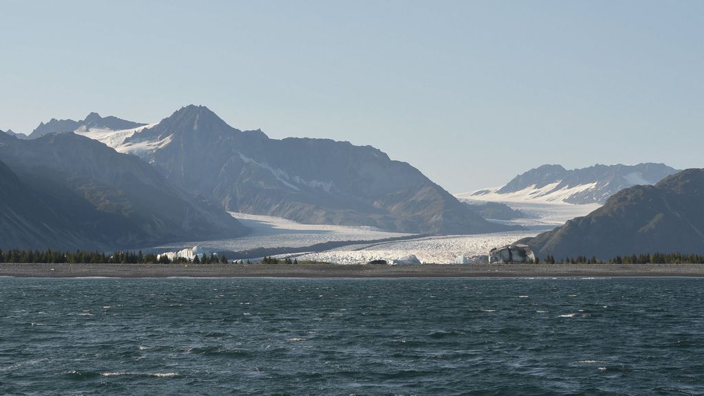 Bear Glacier is seen in the Kenai Fjords National Park in 2015 in Seward, Alaska. Bear Glacier is the largest glacier in Kenai Fjords National Park. A teenager recently collapsed and died, reportedly of cardiac issues, in Kenai Fjords National Park, a month into a group hike through the Harding Icefield trail according to park officials. MANDEL NGAN/AFP VIA GETTY IMAGES.