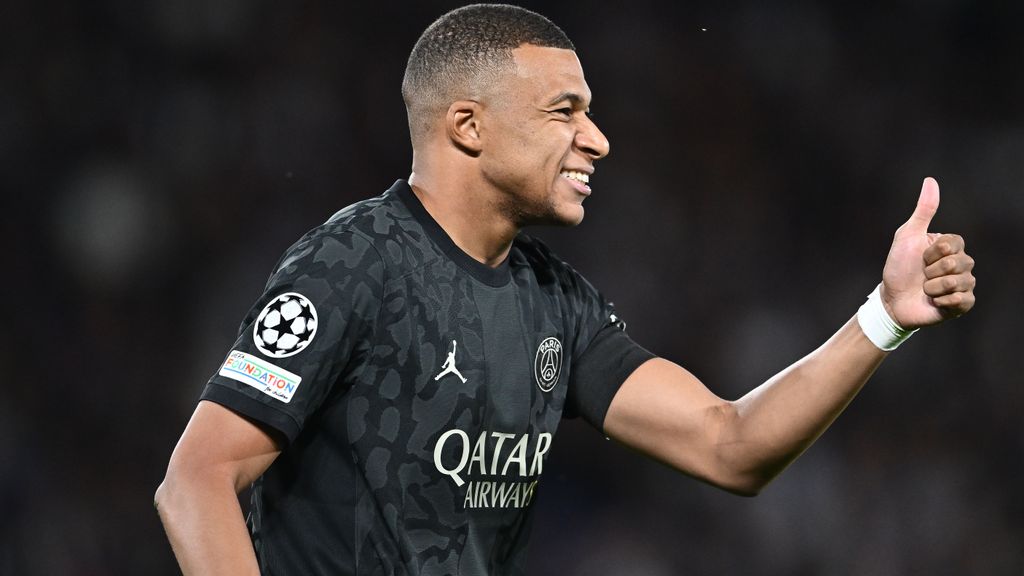 Kylian Mbappe of Paris Saint-Germain reacts during the UEFA Champions League match between PSG and Borussia Dortmund on September 19, 2023 in Paris, France. 24 year old Mbappe overtakes former US President Obama as the most influential black man in a recent survey. SEBASTIAN FREJ/MB MEDIA/GETTY IMAGES.