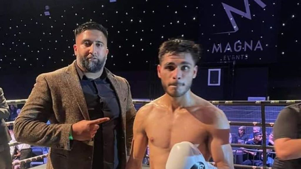 <p>Izzy Asif (L) with professional boxer Frak ‘El Frako’ Ali on his boxing debut match. Asif has risen from obscurity and now stands at the helm of Global Boxing Management (GBM). IZZY ASIF/FACEBOOK.</p>