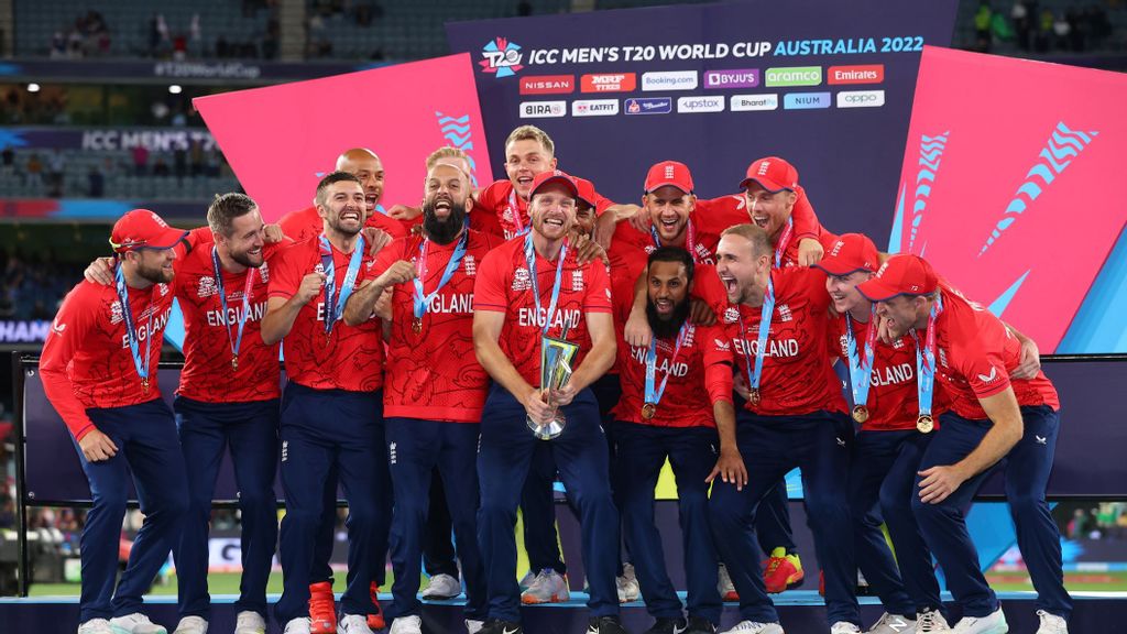 <p>The ICC Men's T20 World Cup 2022 Champions England celebrating their victory. The current defending champions won the 2022 tournament by defeating Pakistan in the final. GETTY IMAGES. </p>