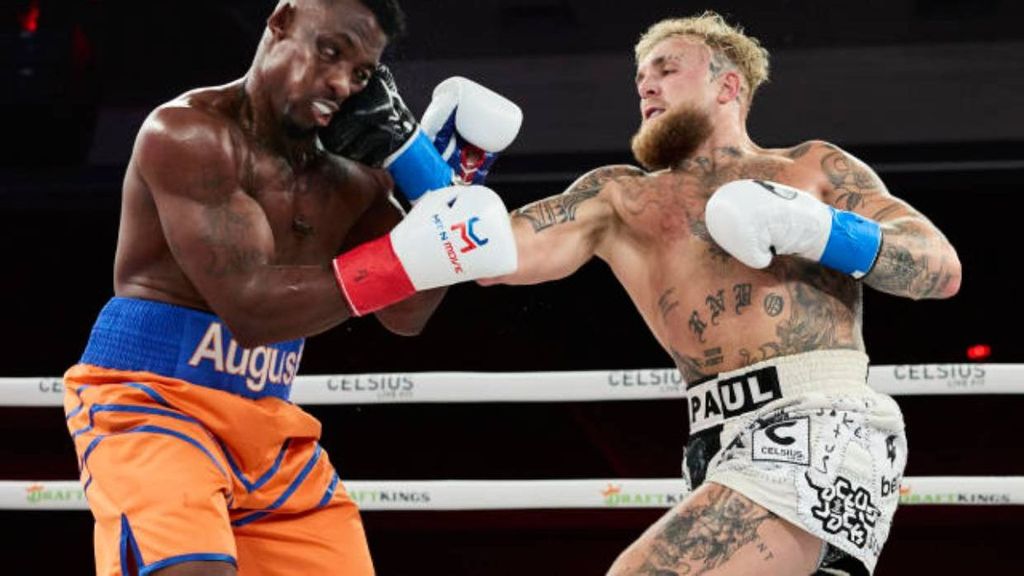 <p>Jake Paul punches Andre August during their bout at Caribe Royale Orlando. Viddal Riley is the target of Jake Paul's mouth-watering fight which will take place on Easter Sunday, March 31, at the O2 Arena. DOUGLA P. DEFELICE/GETTY IMAGES FOR CELSIUS</p>